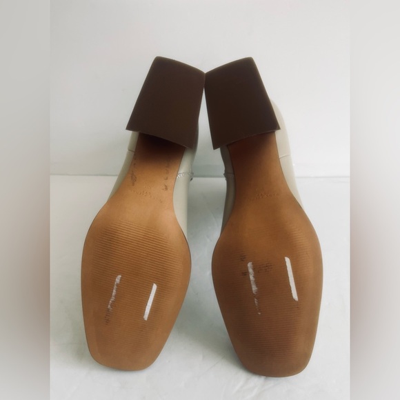 Marc Fisher Floria Cream LEATHER Ankle Bootie Stacked Block Heel Size 11 NEW - Picture 13 of 13